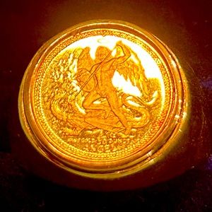 1/20 Gold Isle of Man Angel 1986 in 14k Gold Ring Size 8.5